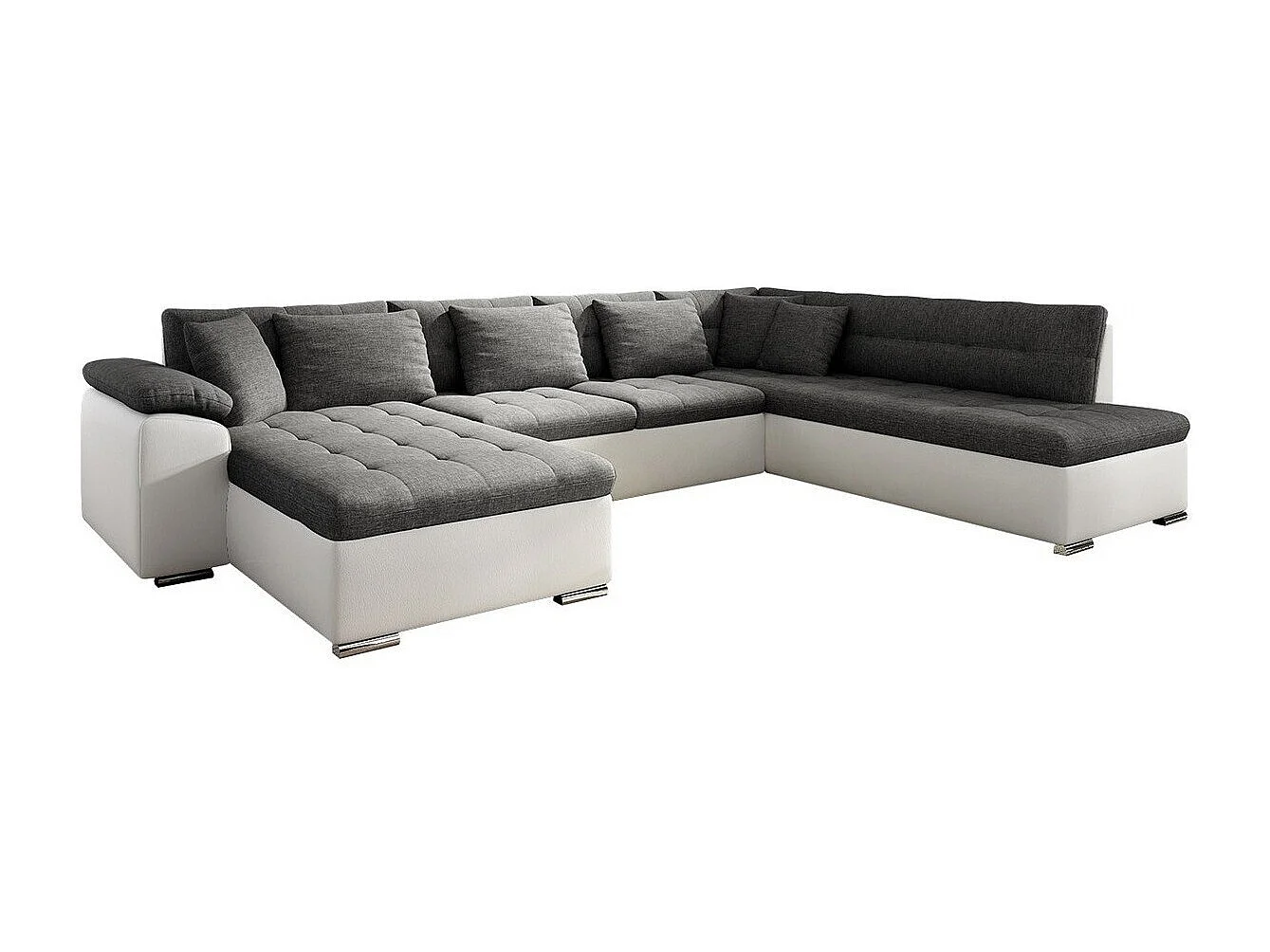 Sofá rinconero Comfivo 114, Gris, Función de descanso, Almacenaje, 348x205x76cm