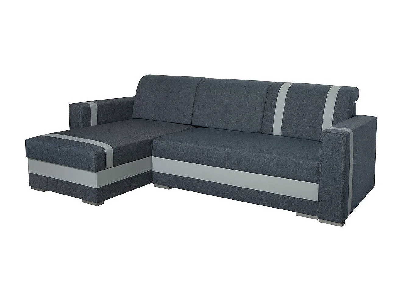 Canapé d'angle Edinburg 101, Gris, Fonction de couchage, Boîte de literie, 235x155x82cm