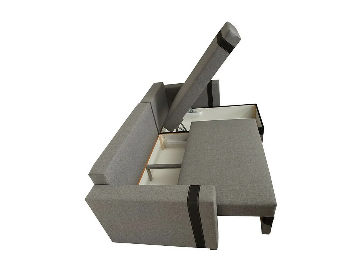 Sofá de canto Edinburg 101, Cinzento, Funcionalidade de dormir