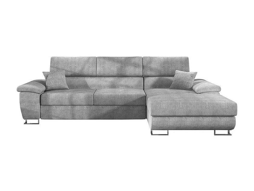 Sofá rinconero Comfivo 192, Gris, Función de descanso, Caja de ropa de cama, 275x170x71cm