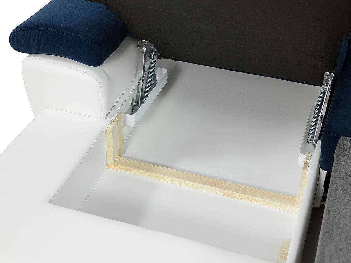 Sofá rinconero Comfivo 192, Gris, Función de descanso, Caja de ropa de cama, 275x170x71cm