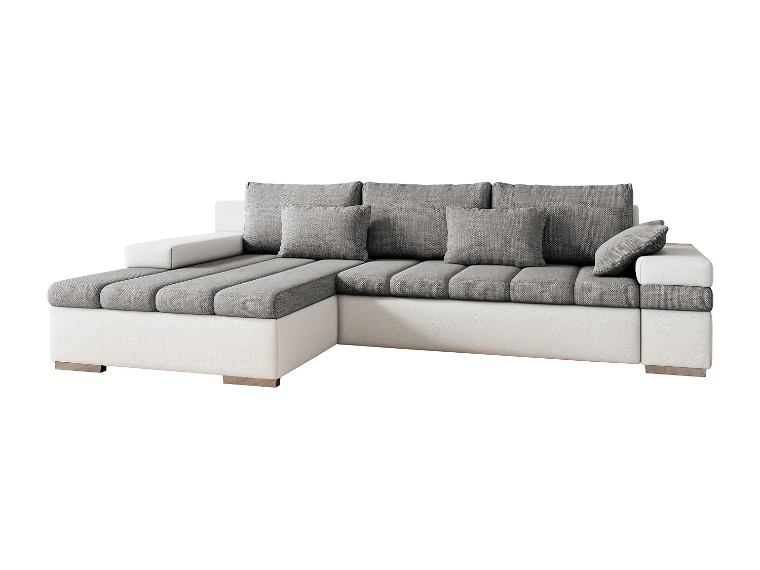 Canapé d'angle Comfivo 113, Gris, Disponible, 310x175x83cm