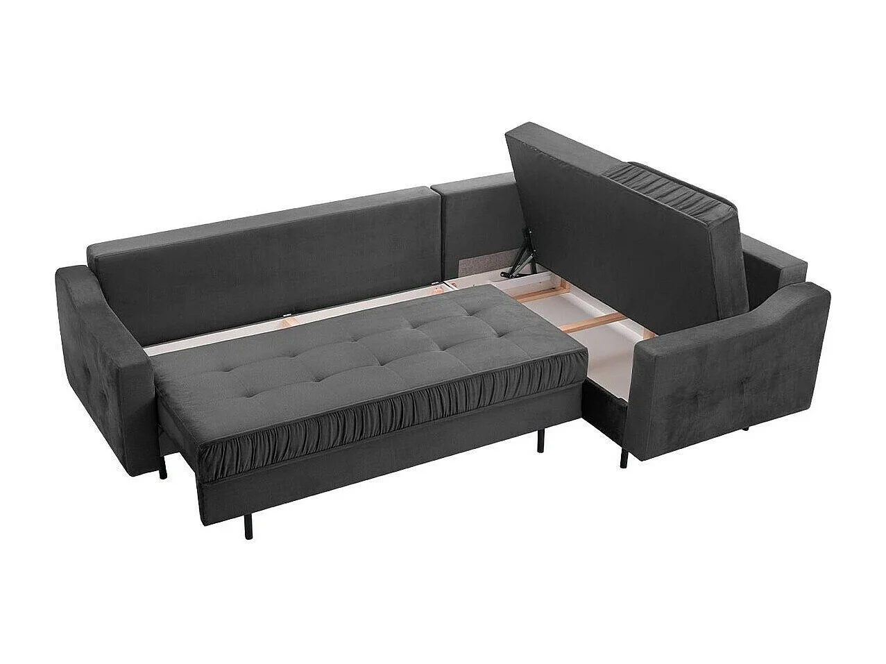 Canapé d'angle Kingsport 115, Brun clair, Fonction de couchage, Boîte de literie, 289cm