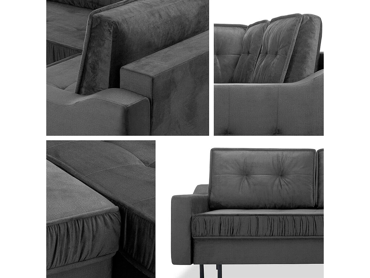 Canapé d'angle Kingsport 115, Brun clair, Fonction de couchage, Boîte de literie, 289cm