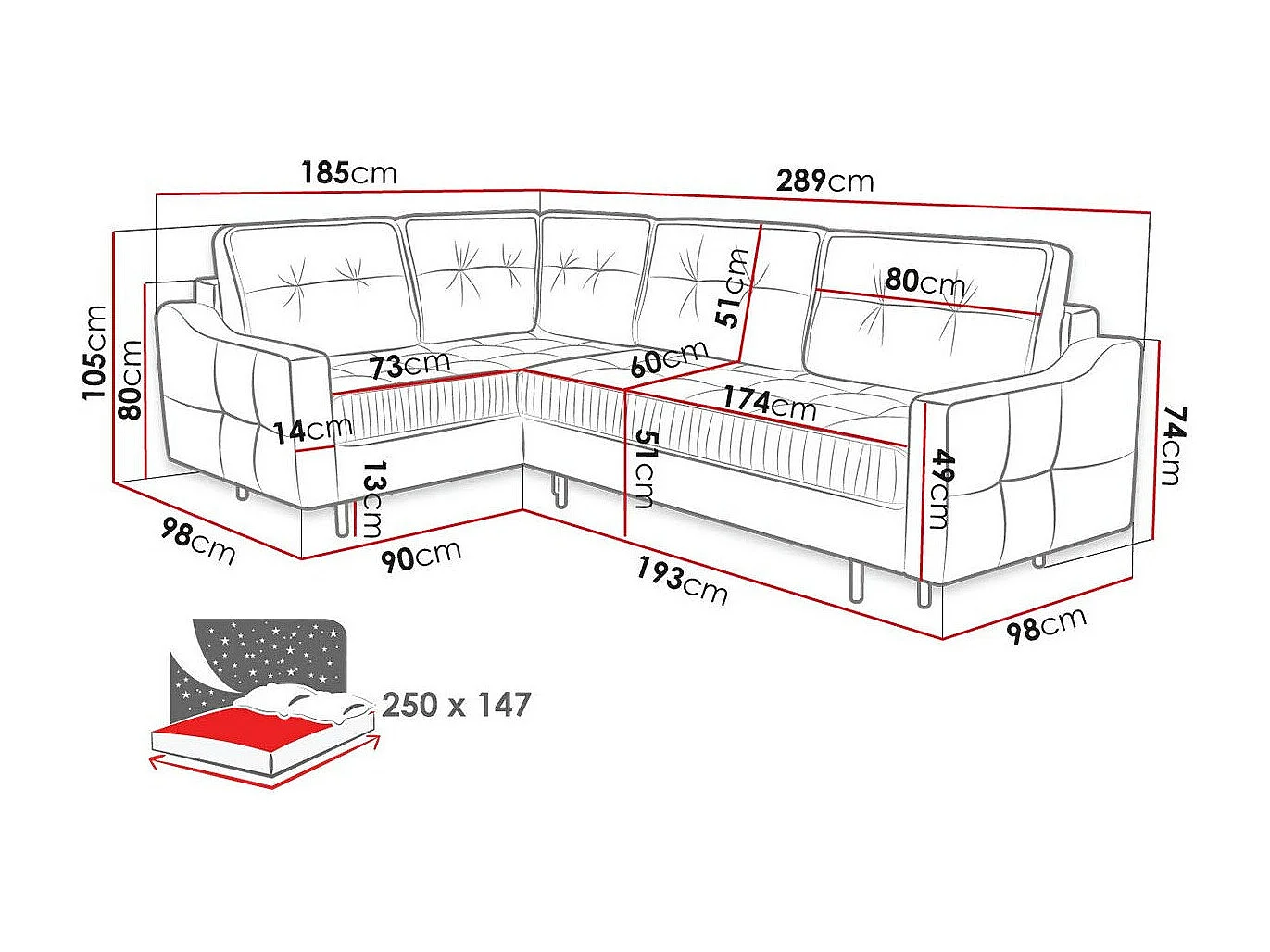 Canapé d'angle Kingsport 115, Brun clair, Fonction de couchage, Boîte de literie, 289cm