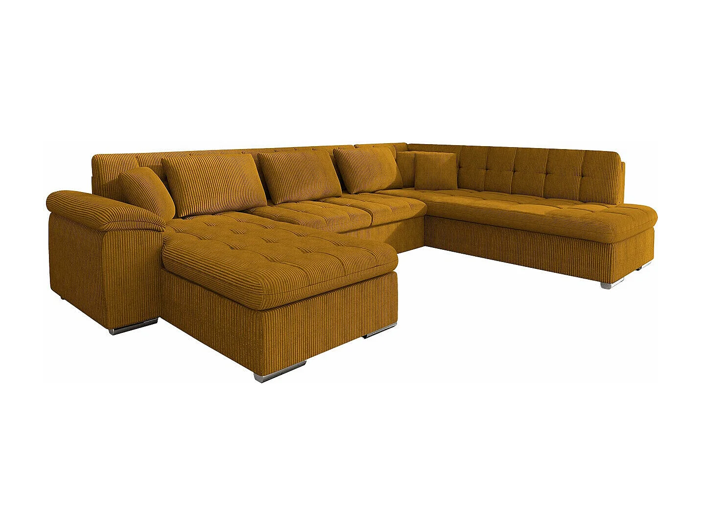 Sofá rinconero Comfivo Gemma, Amarillo, Función de descanso, Almacenaje, 348x205x76cm