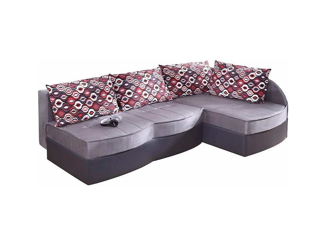 Canapé d'angle Providence 112, Gris, Fonction de couchage, Boîte de literie, 202x145x86cm