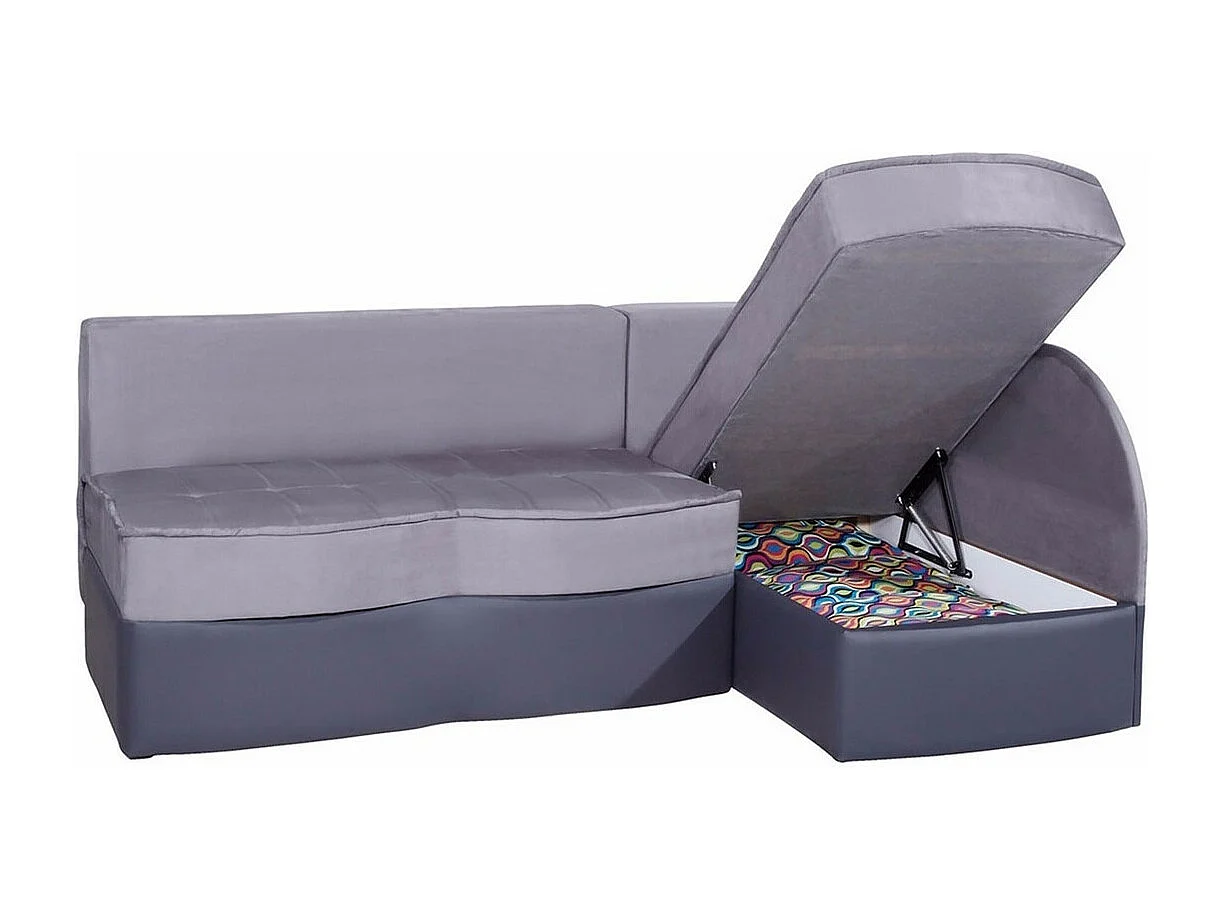 Sofá rinconero Providence 112, Gris, Función de descanso, Almacenaje, 202x145x86cm