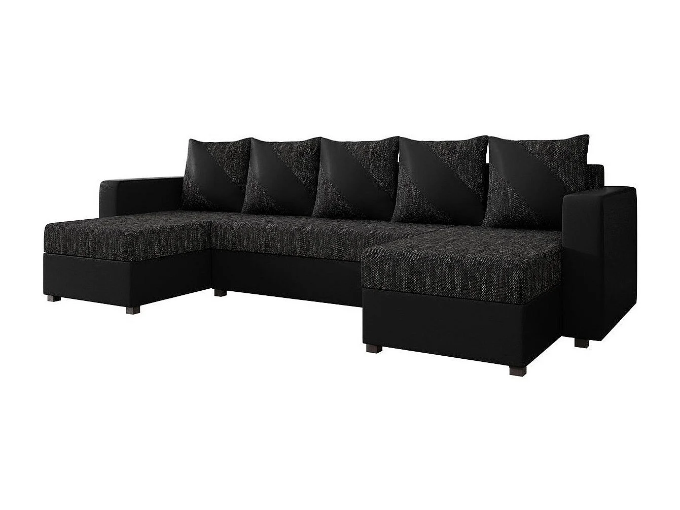 Sofá rinconero Memphis 121, Negro, Función de descanso, Almacenaje, 308x139x83cm