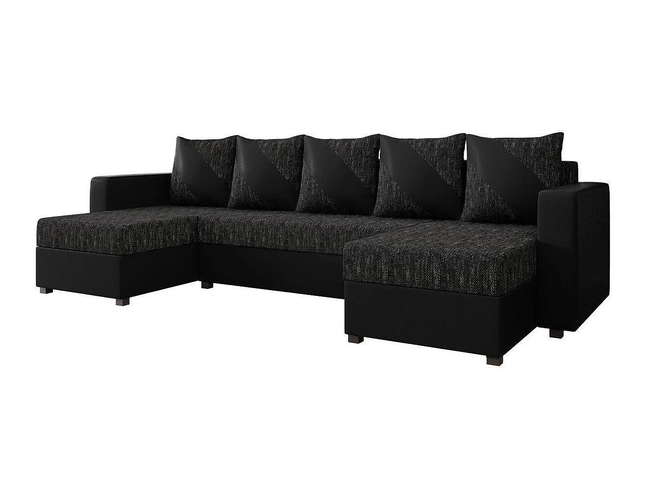 Sofá rinconero Memphis 121, Negro, Función de descanso, Almacenaje