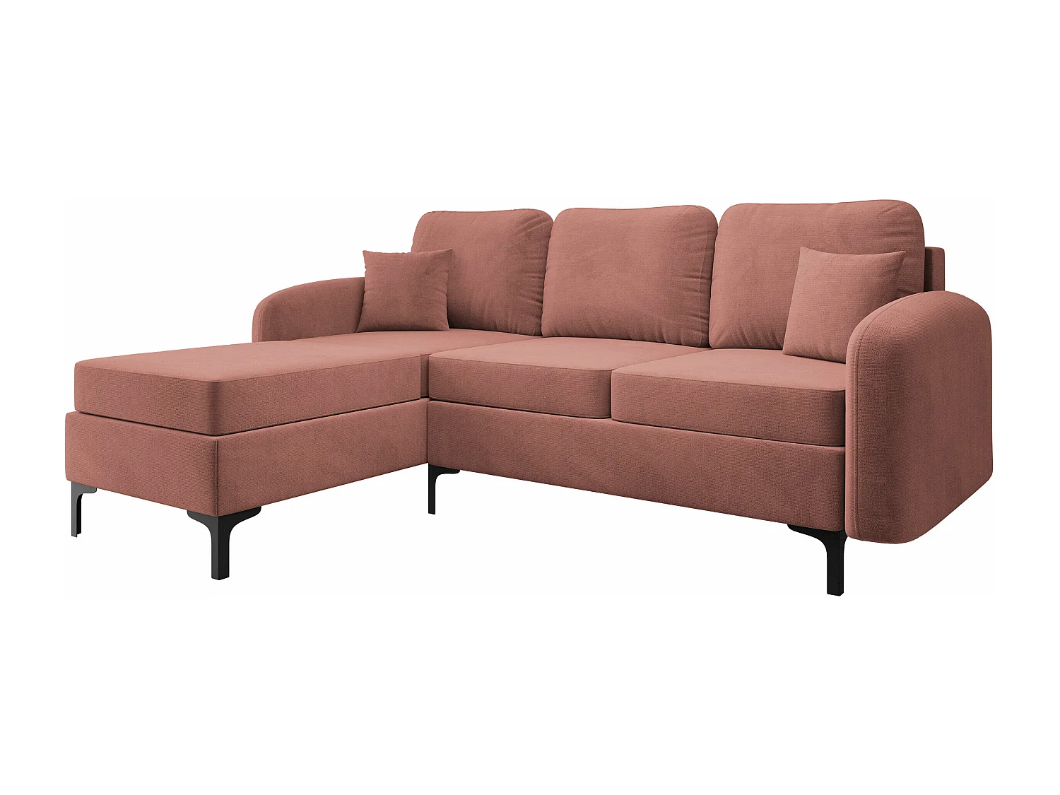 Canapé d'angle Torlua 103, Rose, Fonction de couchage, Boîte de literie, 225x172x96cm