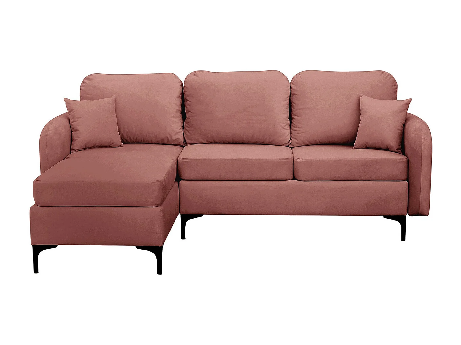 Canapé d'angle Torlua 103, Rose, Fonction de couchage, Boîte de literie, 225x172x96cm