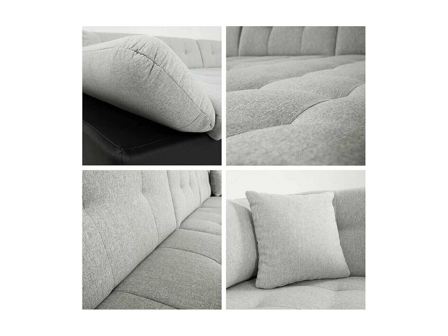 Sofá rinconero Comfivo 150, Gris, Función de descanso, Almacenaje, 345x205x76cm