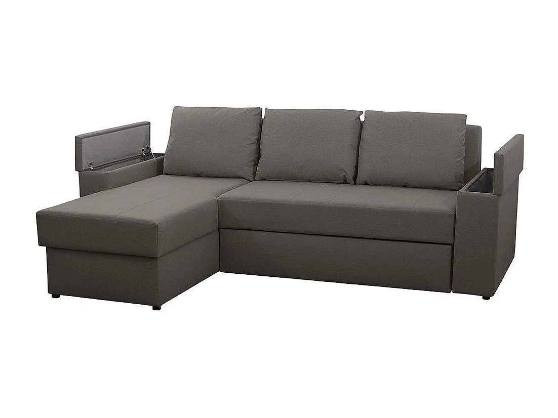 Canapé d'angle Providence 149, Gris, Fonction de couchage, Boîte de literie, 246x156x82cm