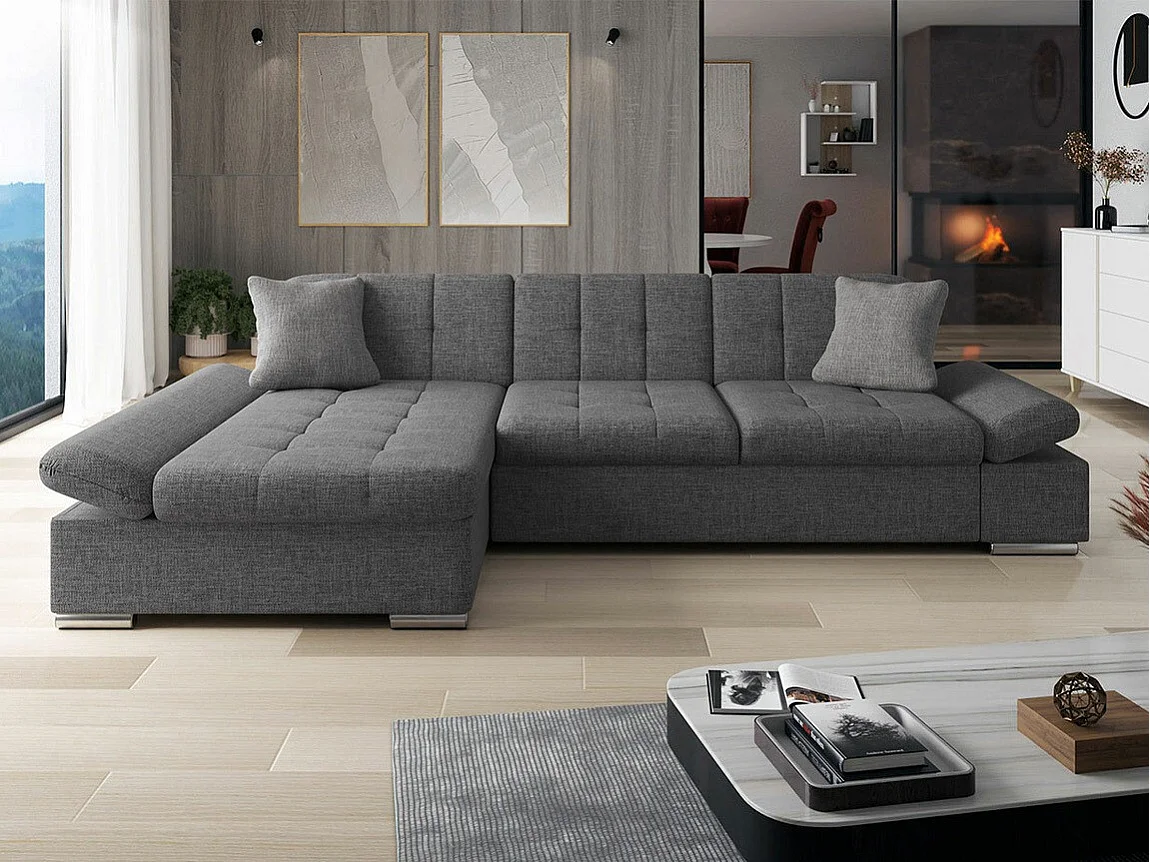 Canapé d'angle Comfivo 151, Gris, Disponible, 278x161x76cm