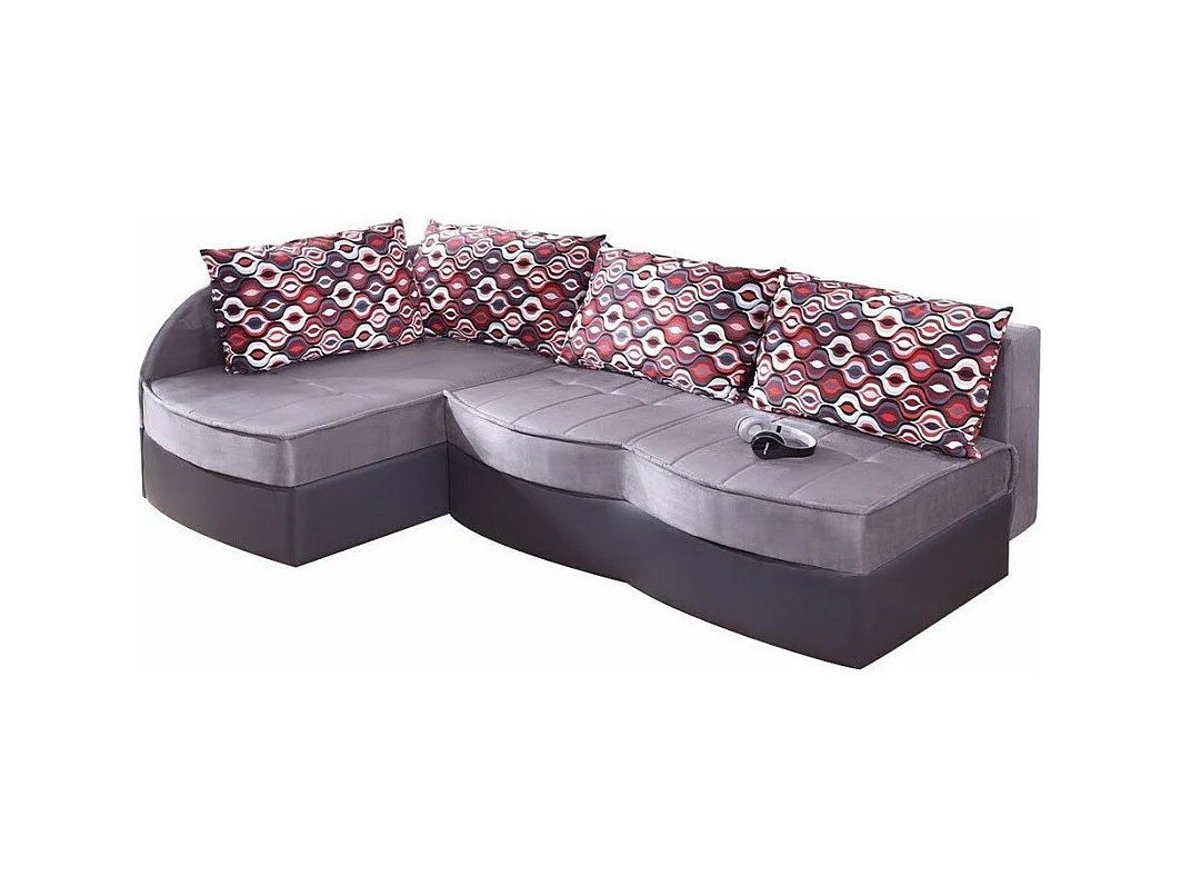 Canapé d'angle Providence 112, Gris, Fonction de couchage, Boîte de literie, 202x145x86cm