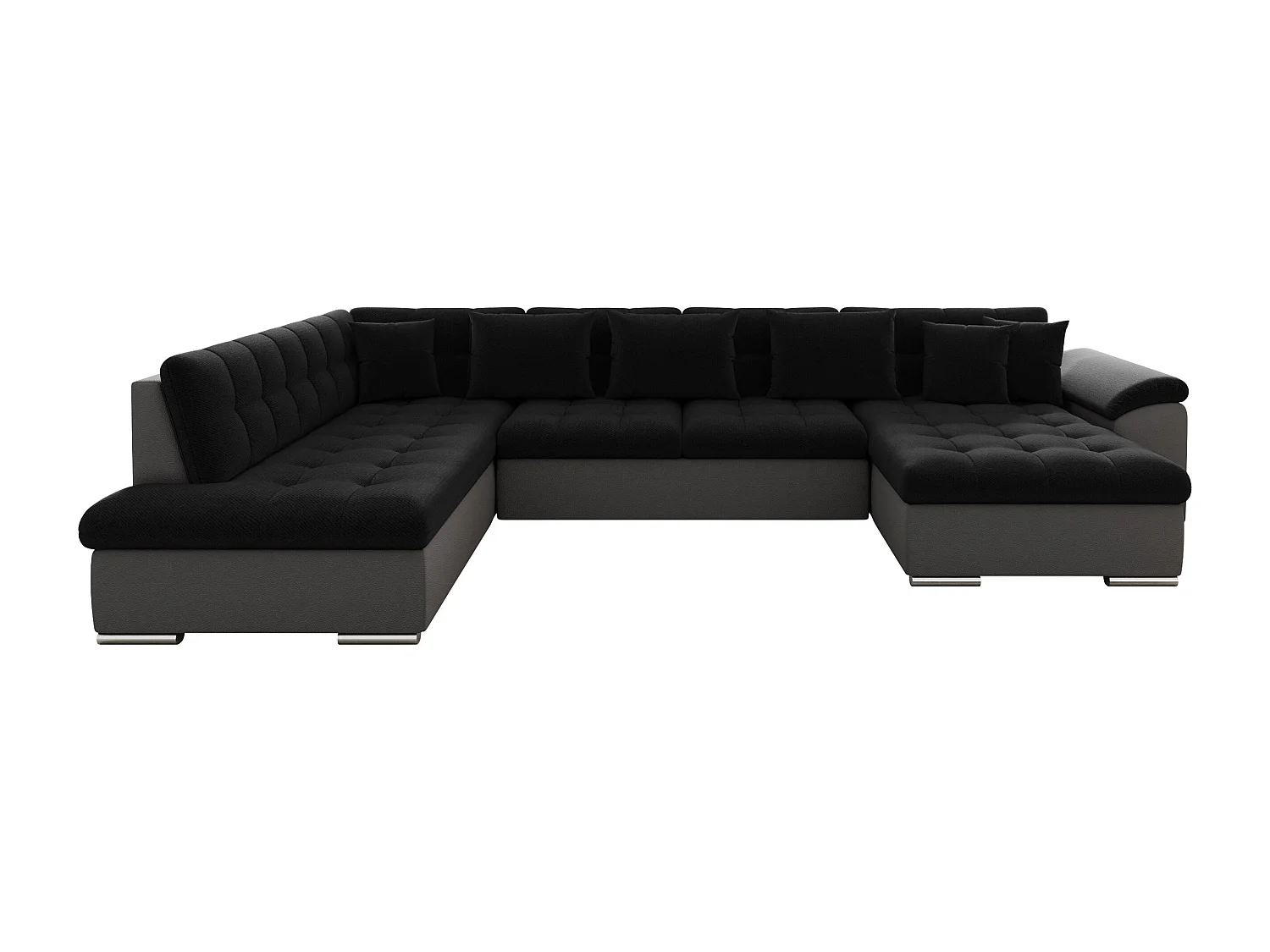Sofá rinconero Comfivo Gemma, Negro, Función de descanso, Almacenaje, 348x205x76cm