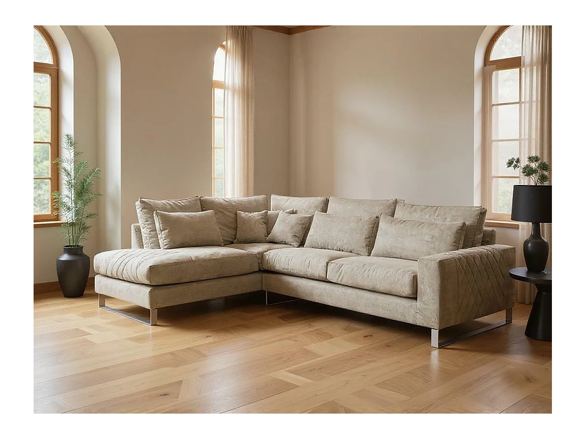 Sofá rinconero Kingsport 112, De color marrón claro, 314x224x90cm