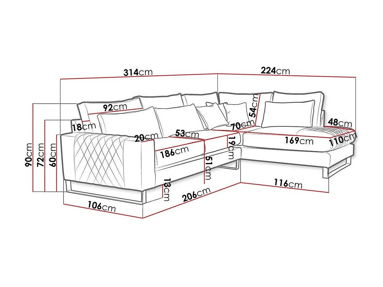 Sofá de canto Kingsport 112, Castanho claro, Funcionalidade de dormir