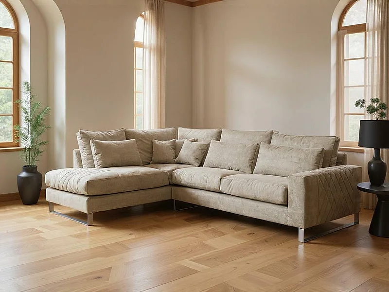 Sofá rinconero Kingsport 112, De color marrón claro, 314x224x90cm