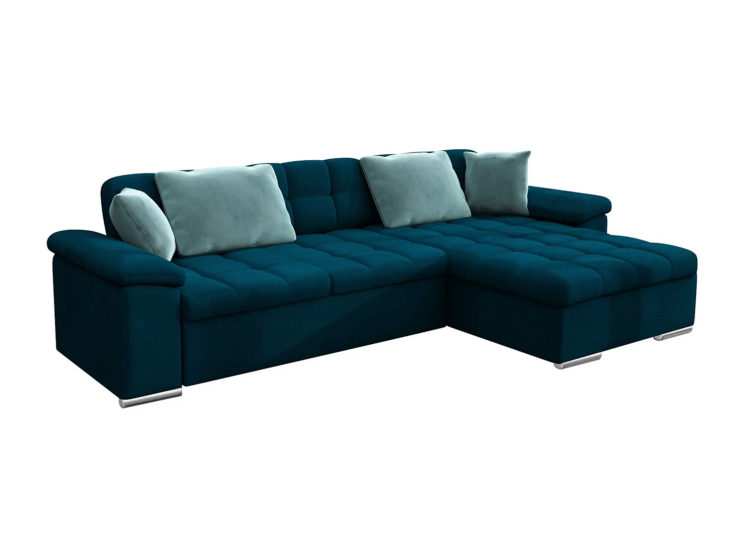 Sofá rinconero Comfivo Mica II, Turquesa, Función de descanso, Almacenaje, 280x160x76cm