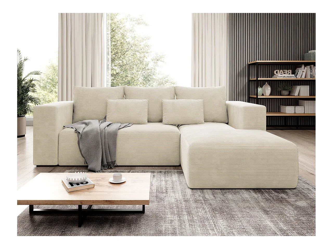 Canapé d'angle Arvada 116, Brun clair, Fonction de couchage, Boîte de literie, 255x161cm