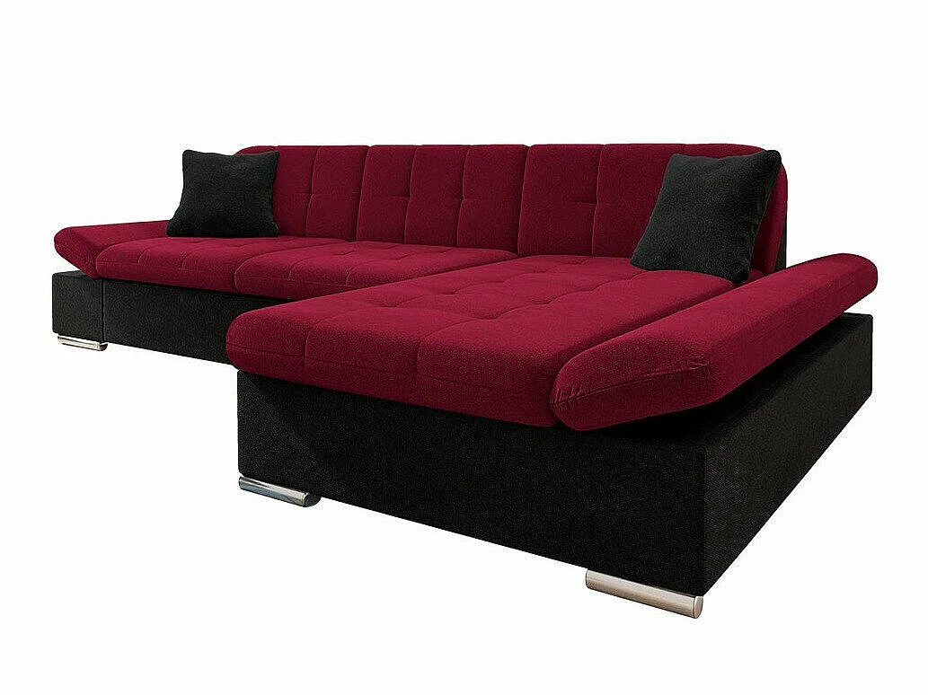 Canapé d'angle convertible 3 places en tissu rouge 278x161x76 cm