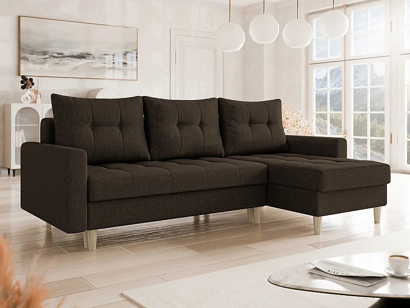 Canapé d'angle Boulder 100, Marron, Disponible, 222x140x90cm