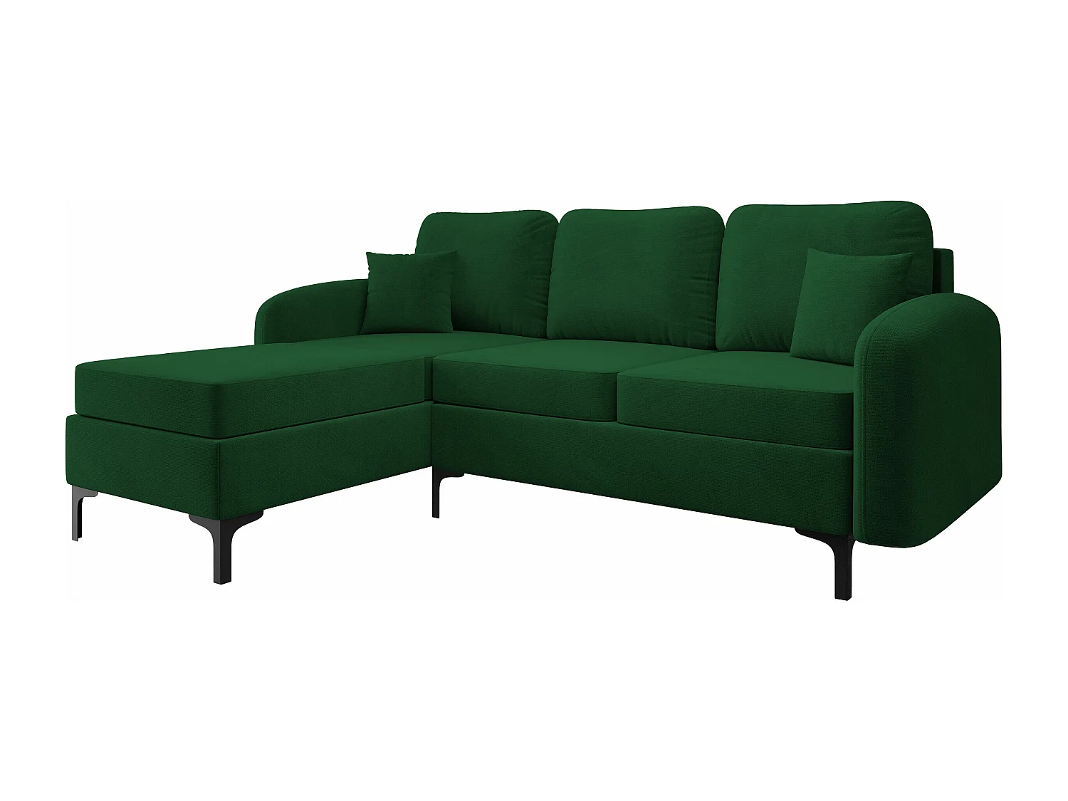Canapé d'angle Torlua 103, Vert, Fonction de couchage, Boîte de literie, 225x172x96cm