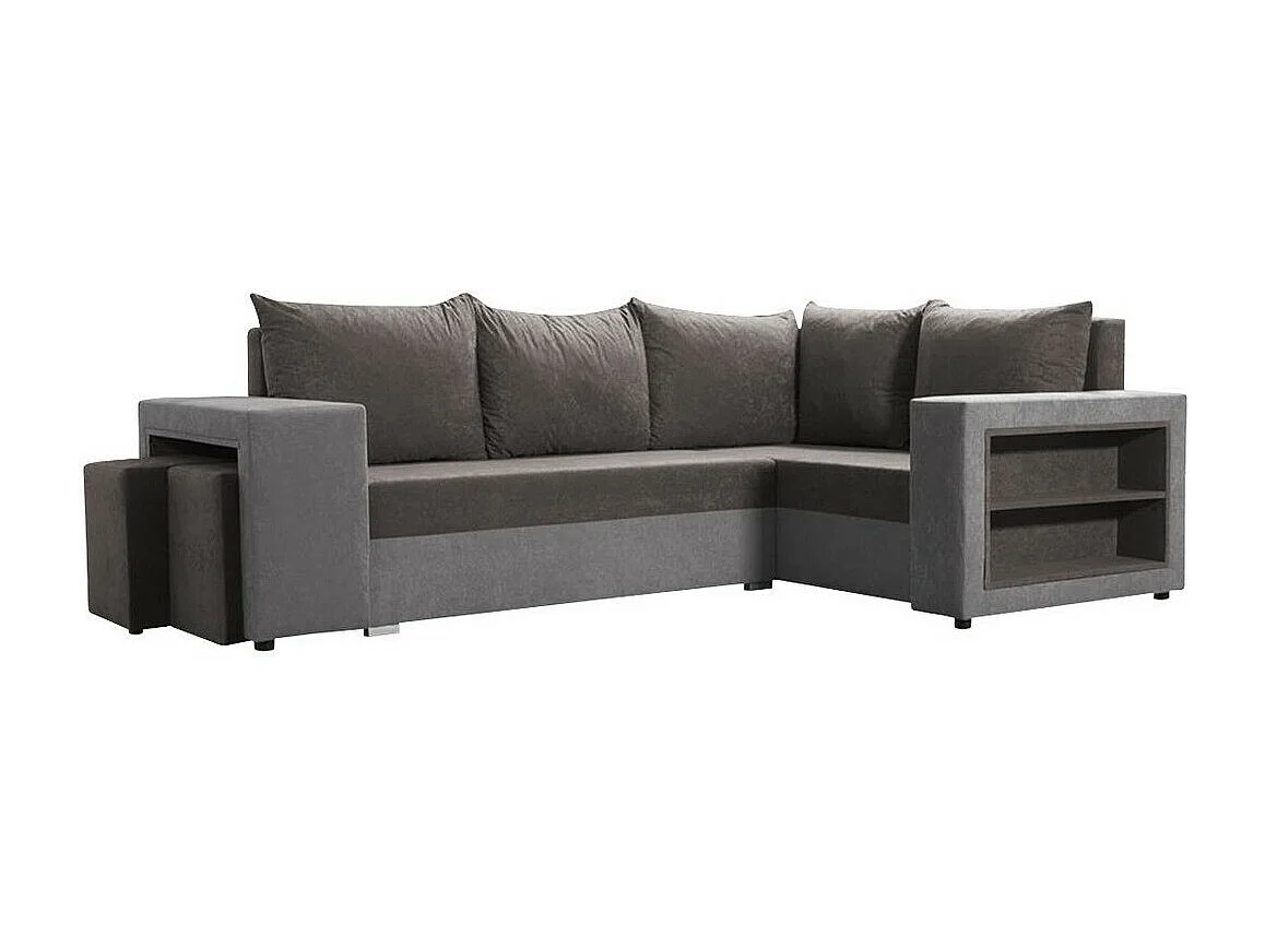 Sofá rinconero Muncie 103, Gris, Función de descanso, Almacenaje, 250x162x85cm