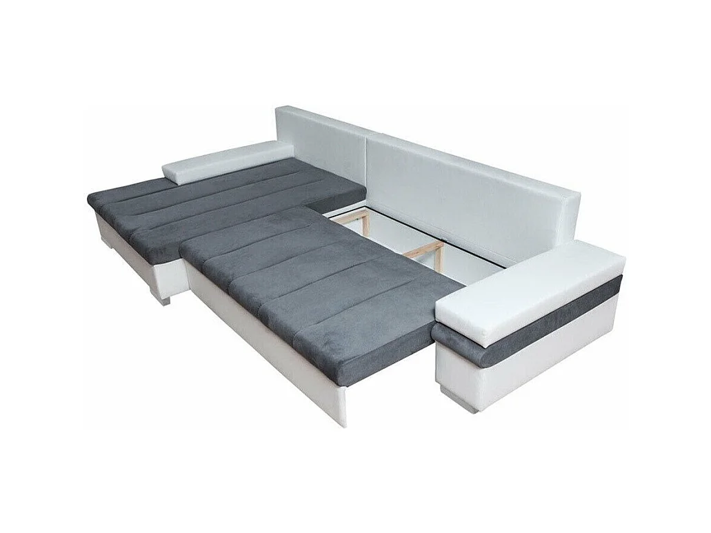 Sofá rinconero Comfivo 169, Verde, Función de descanso, Almacenaje, 310x175x83cm