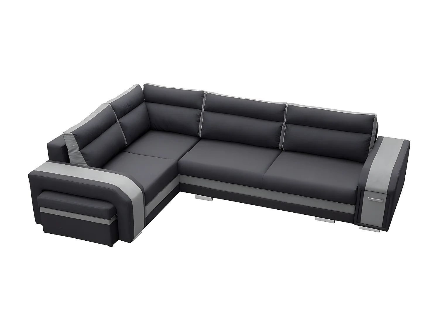 Canapé d'angle Kingsport 100, Gris, Fonction de couchage, Boîte de literie, 300x200x90cm