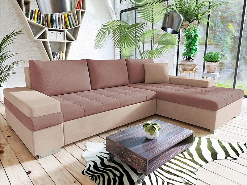 Canapé d'angle Comfivo Olivetum I, Rose, Disponible, 274x182x83cm