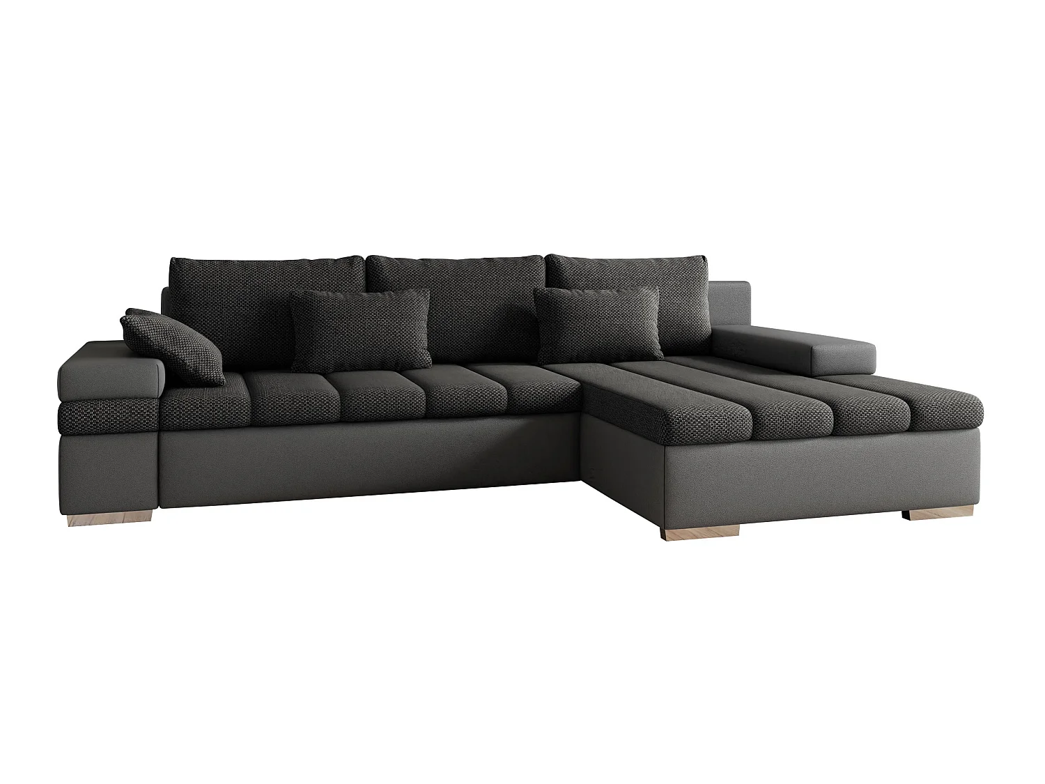 Canapé d'angle Comfivo Olivetum, Gris foncé, Disponible, 310x175x83cm