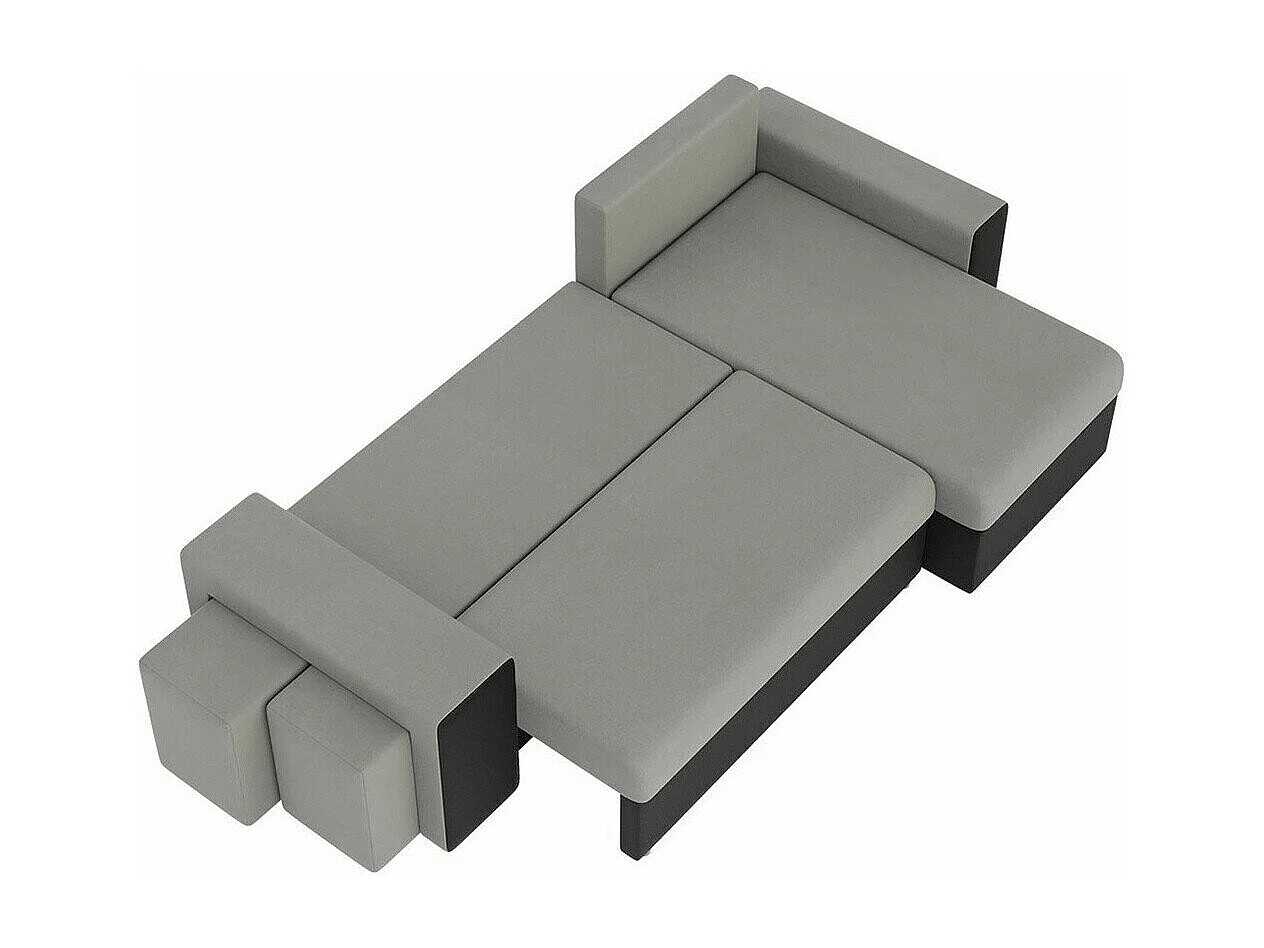 Canapé d'angle Memphis 129, Gris, Fonction de couchage, Boîte de literie, 256x139x80cm