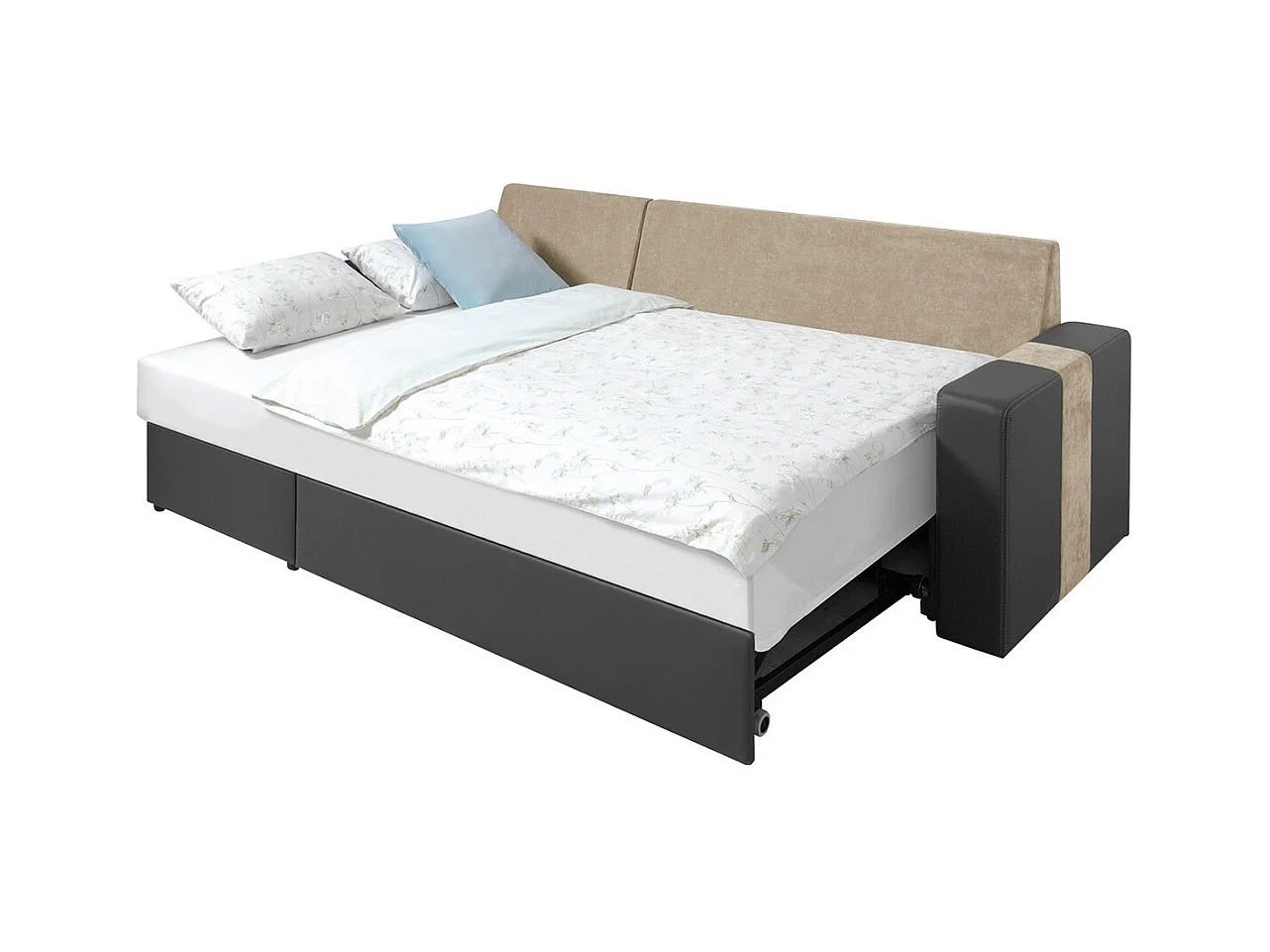 Canapé d'angle Providence 175, Brun clair, Fonction de couchage, Boîte de literie, 234cm