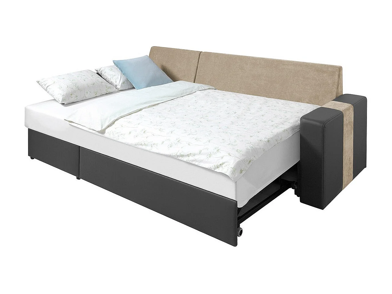 Canapé d'angle Providence 175, Brun clair, Fonction de couchage, Boîte de literie, 234cm