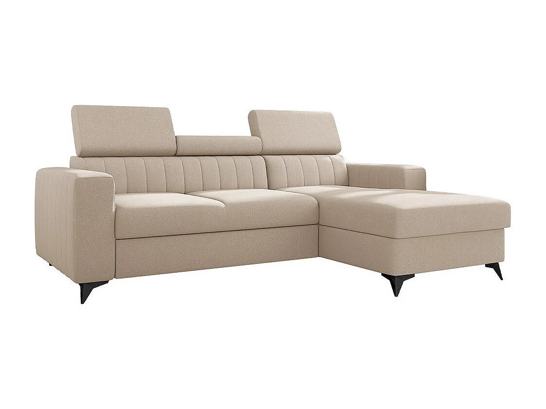 Canapé d'angle Columbus 170, Brun clair, Fonction de couchage, Boîte de literie, 236x82cm