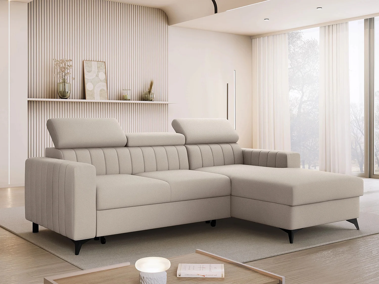 Canapé d'angle Columbus 170, Brun clair, Disponible, 236x172x82cm