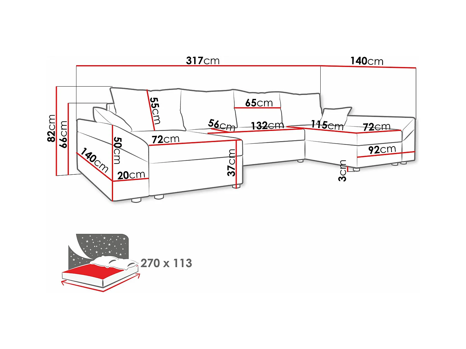Canapé d'angle Memphis 105, Marron, Fonction de couchage, Boîte de literie, 317x140x82cm