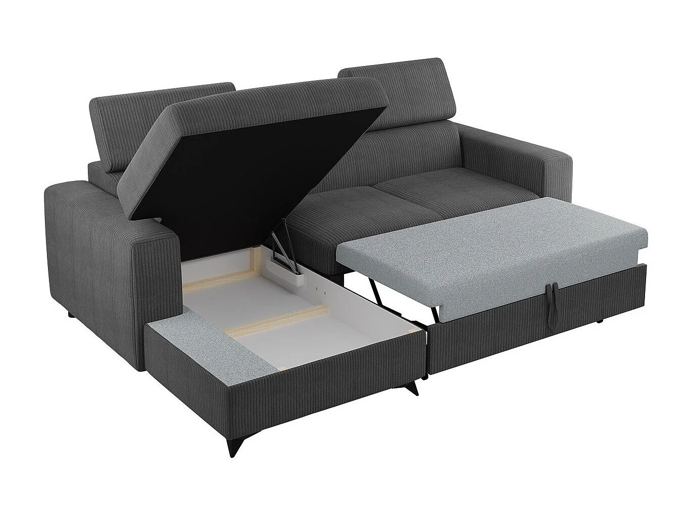 Divano angolare Columbus 191, Giallo, Con, 236x172x82cm