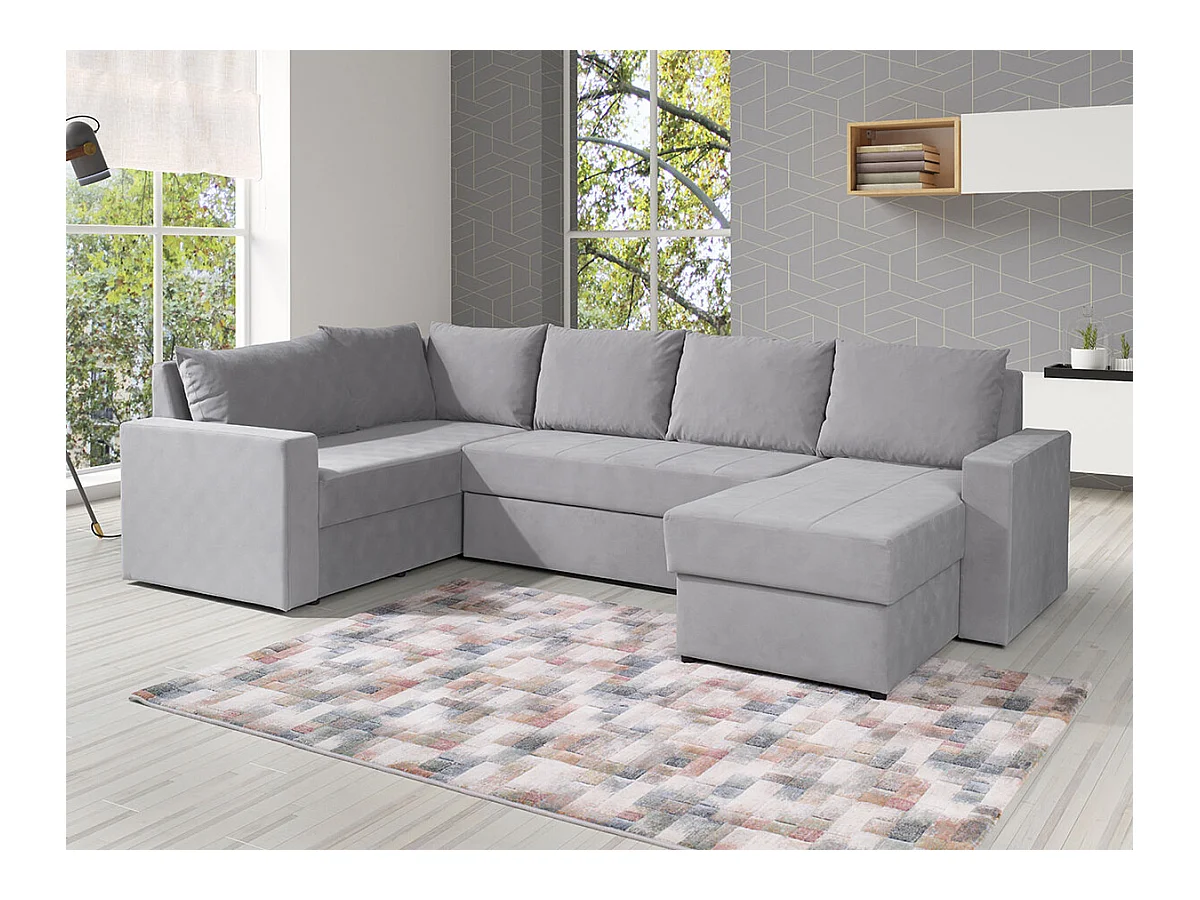 Canapé d'angle Providence 144, Gris, Fonction de couchage, Boîte de literie, 300x188x89cm