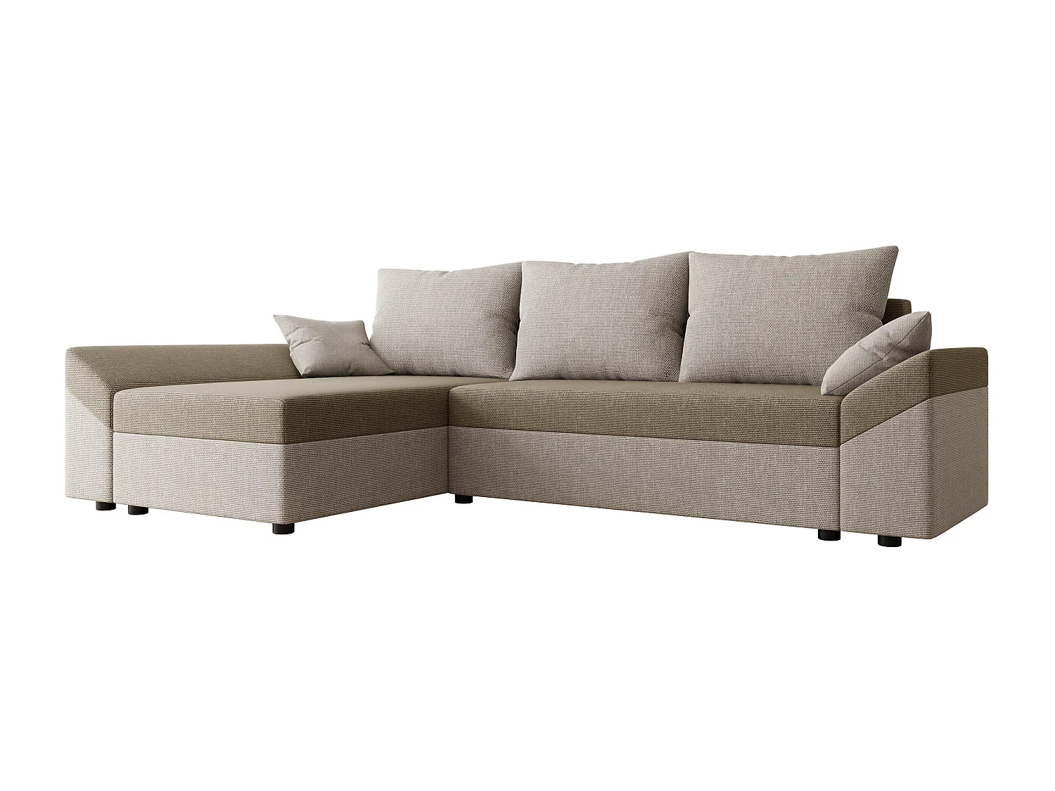 Canapé d'angle Memphis 130, Brun clair, Fonction de couchage, Boîte de literie, 240x140cm