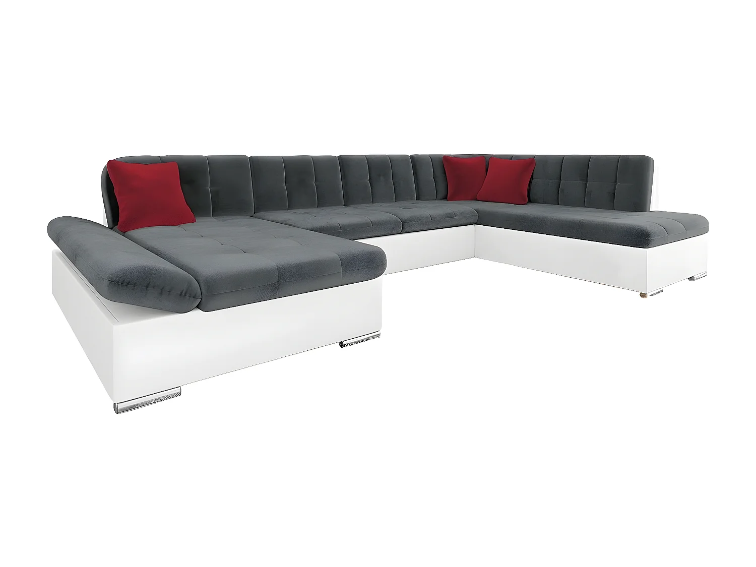 Sofá rinconero Comfivo 150, Gris, Función de descanso, Almacenaje, 345x205x76cm