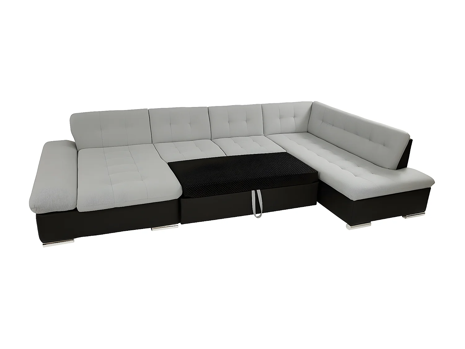 Sofá rinconero Comfivo 150, Gris, Función de descanso, Almacenaje, 345x205x76cm