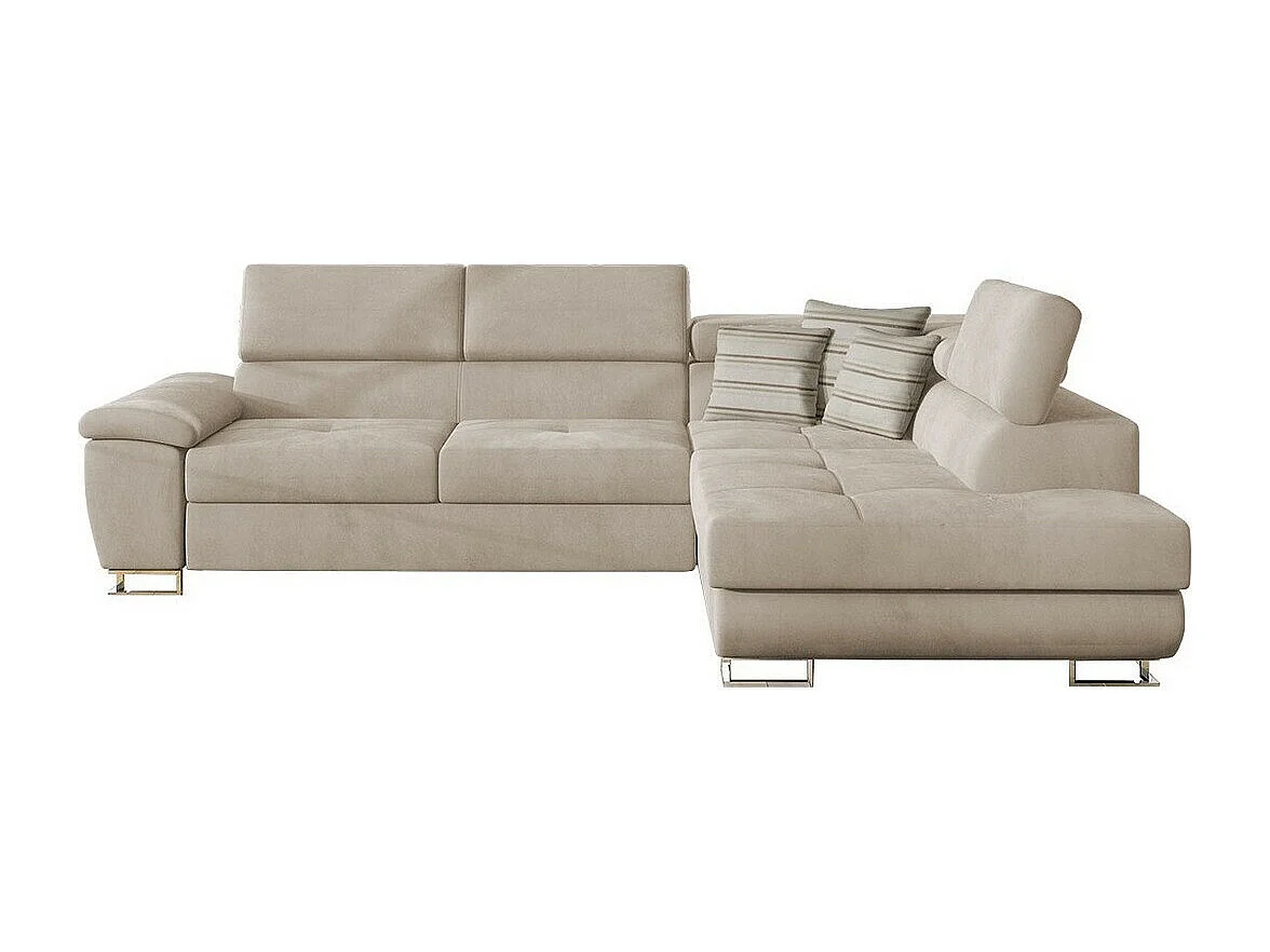 Sofá rinconero Comfivo 166, De color marrón claro, Función de descanso, Almacenaje, 270cm