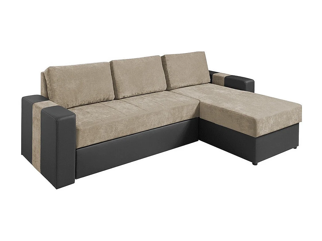 Canapé d'angle Providence 175, Brun clair, Fonction de couchage, Boîte de literie, 234cm