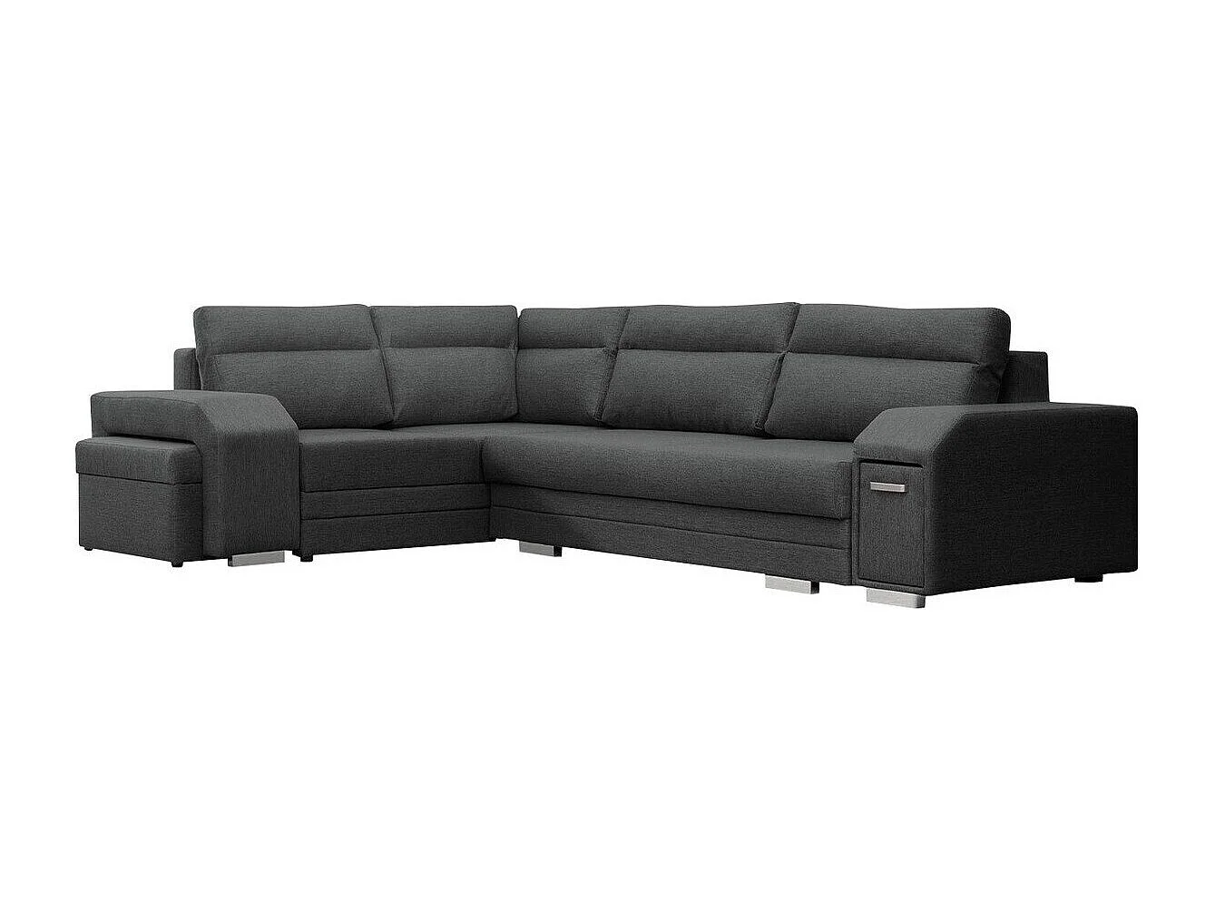 Canapé d'angle Kingsport 101, Gris, Fonction de couchage, Boîte de literie, 305x205x90cm