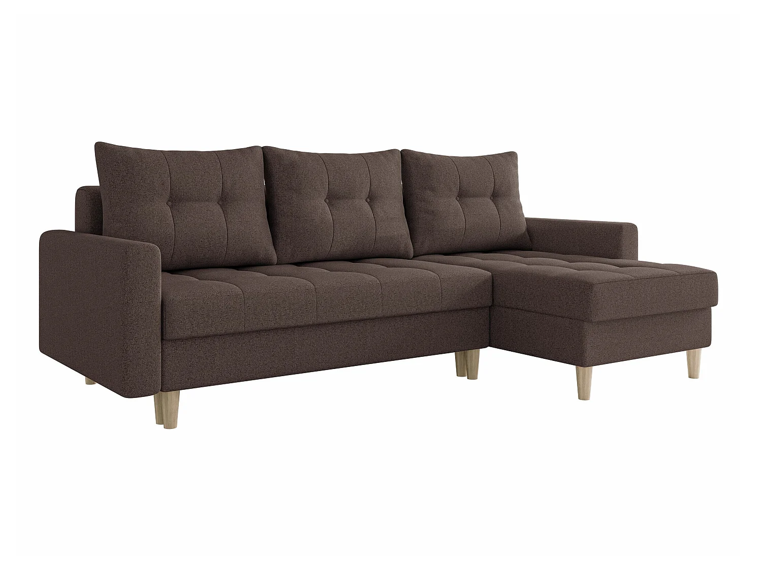 Canapé d'angle convertible 3 places en tissu marron BOULDER
