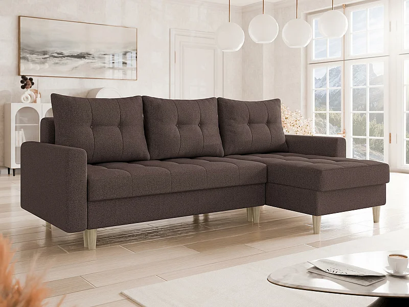 Divano angolare Boulder 100, Marrone, Con, 222x140x90cm